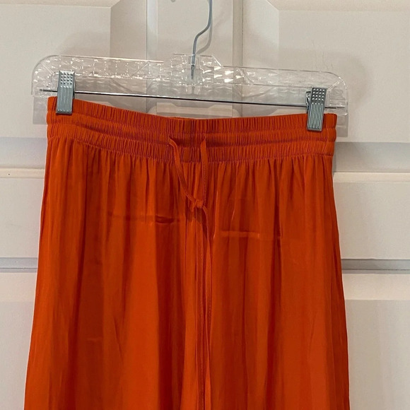 Joie Wide Leg elastic waist drawstring pants orange 16232 - Picture 3 of 11